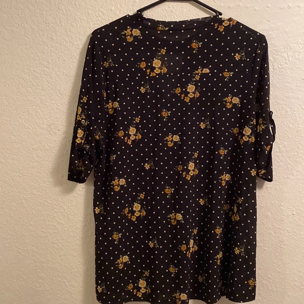 Siren Lily floral polka dot cut out blouse top